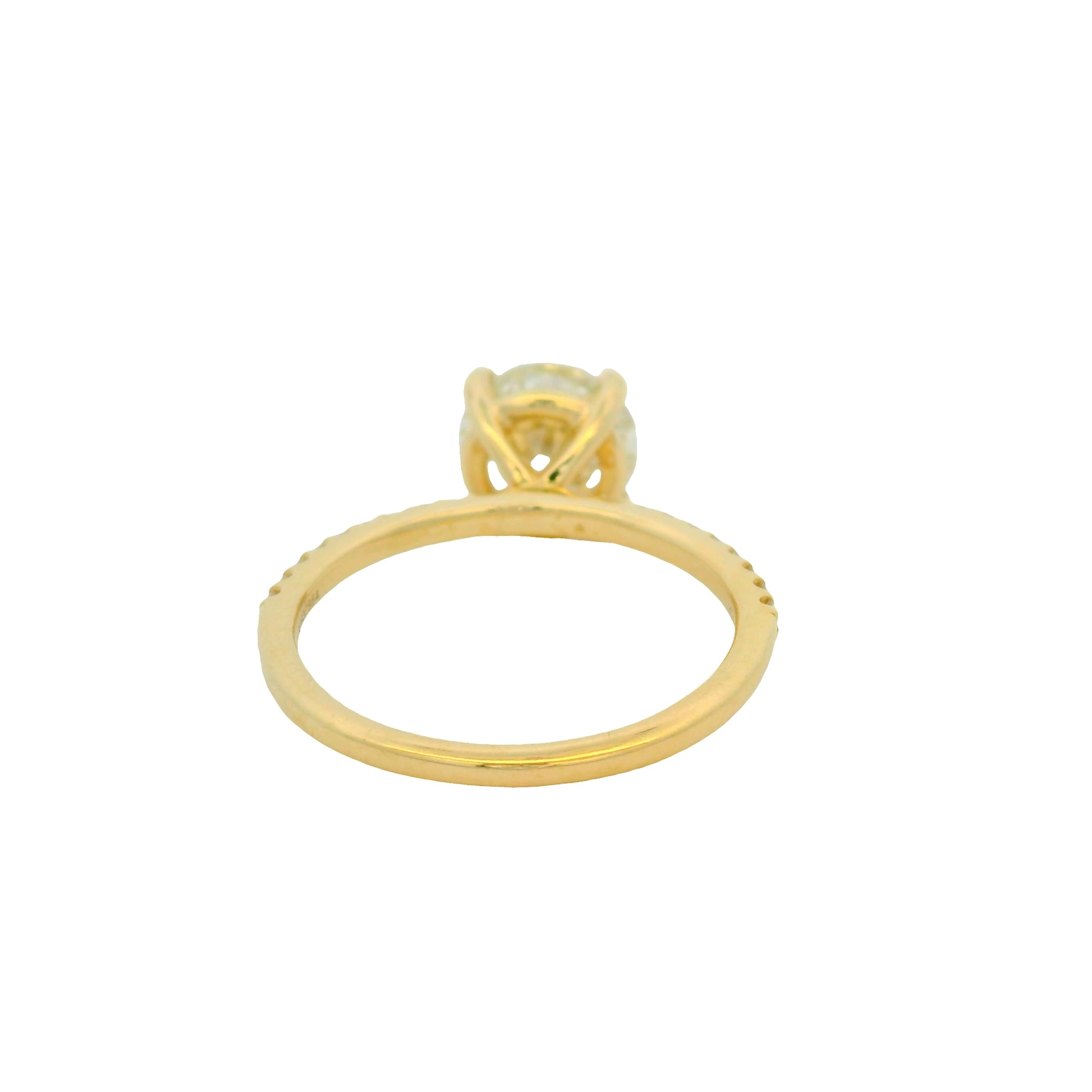GIA 14K Yellow Gold Natural Round Brilliant Diamond Engagement Ring