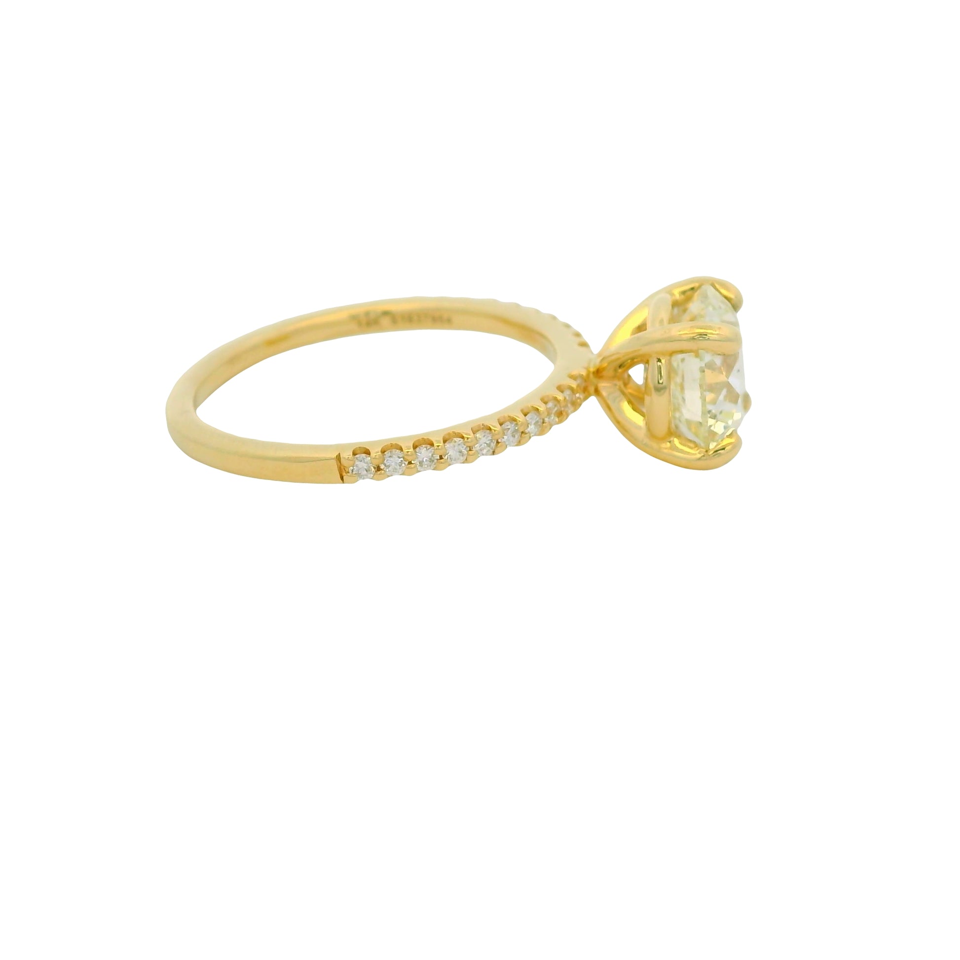GIA 14K Yellow Gold Natural Round Brilliant Diamond Engagement Ring