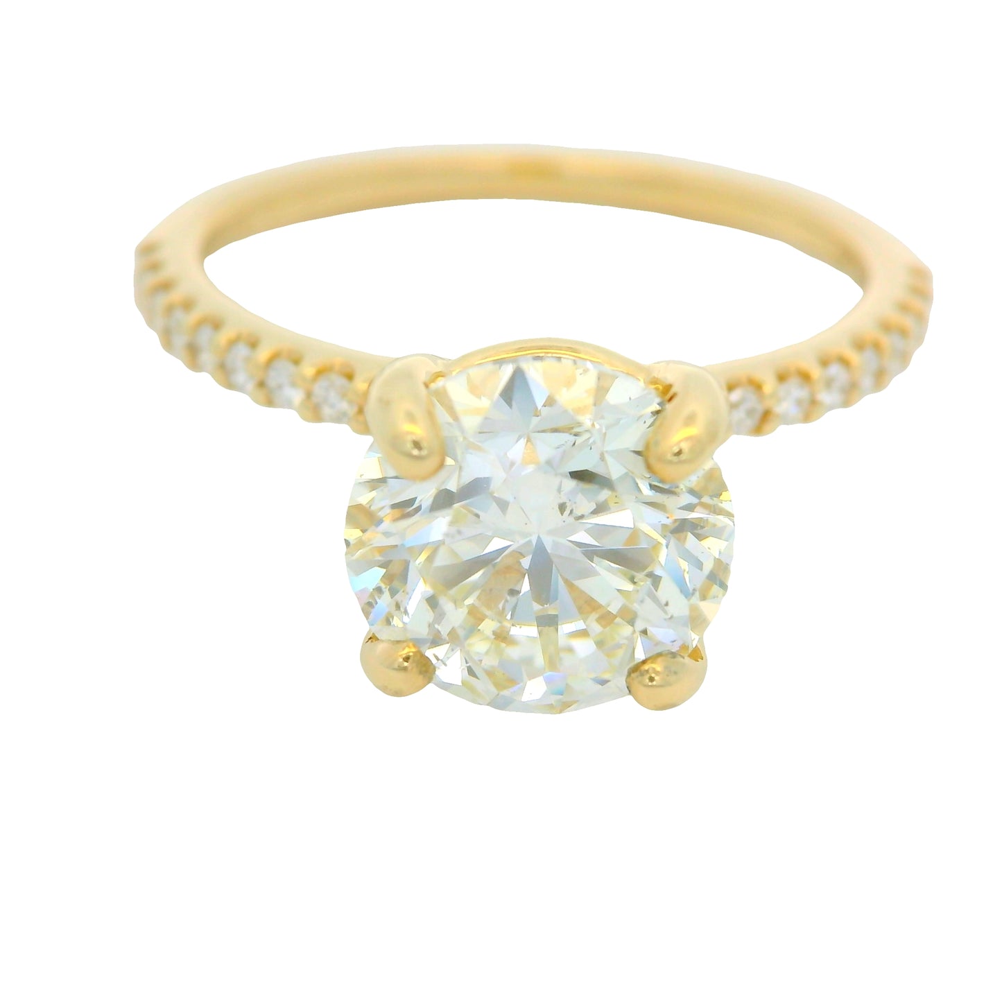 GIA 14K Yellow Gold Natural Round Brilliant Diamond Engagement Ring
