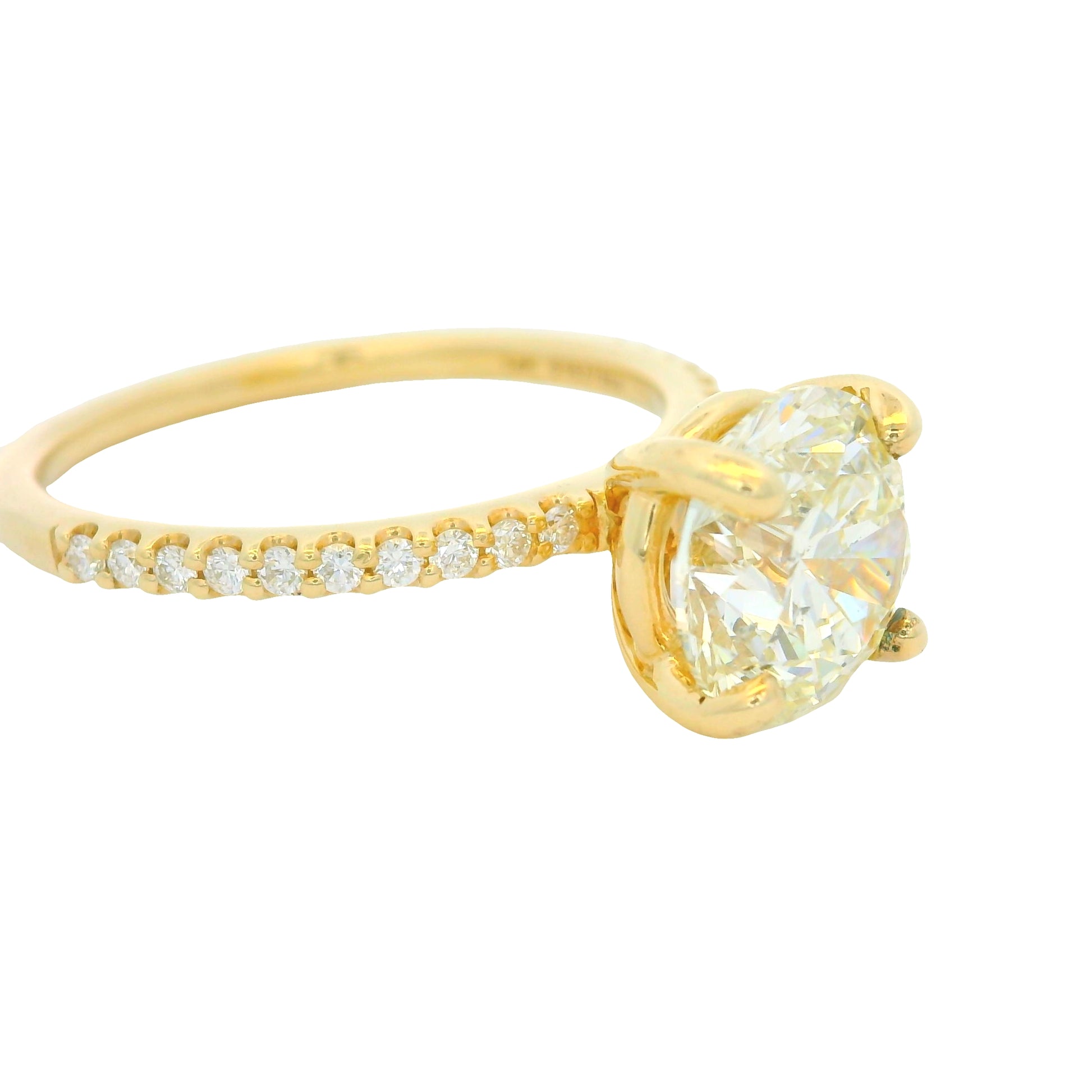 GIA 14K Yellow Gold Natural Round Brilliant Diamond Engagement Ring