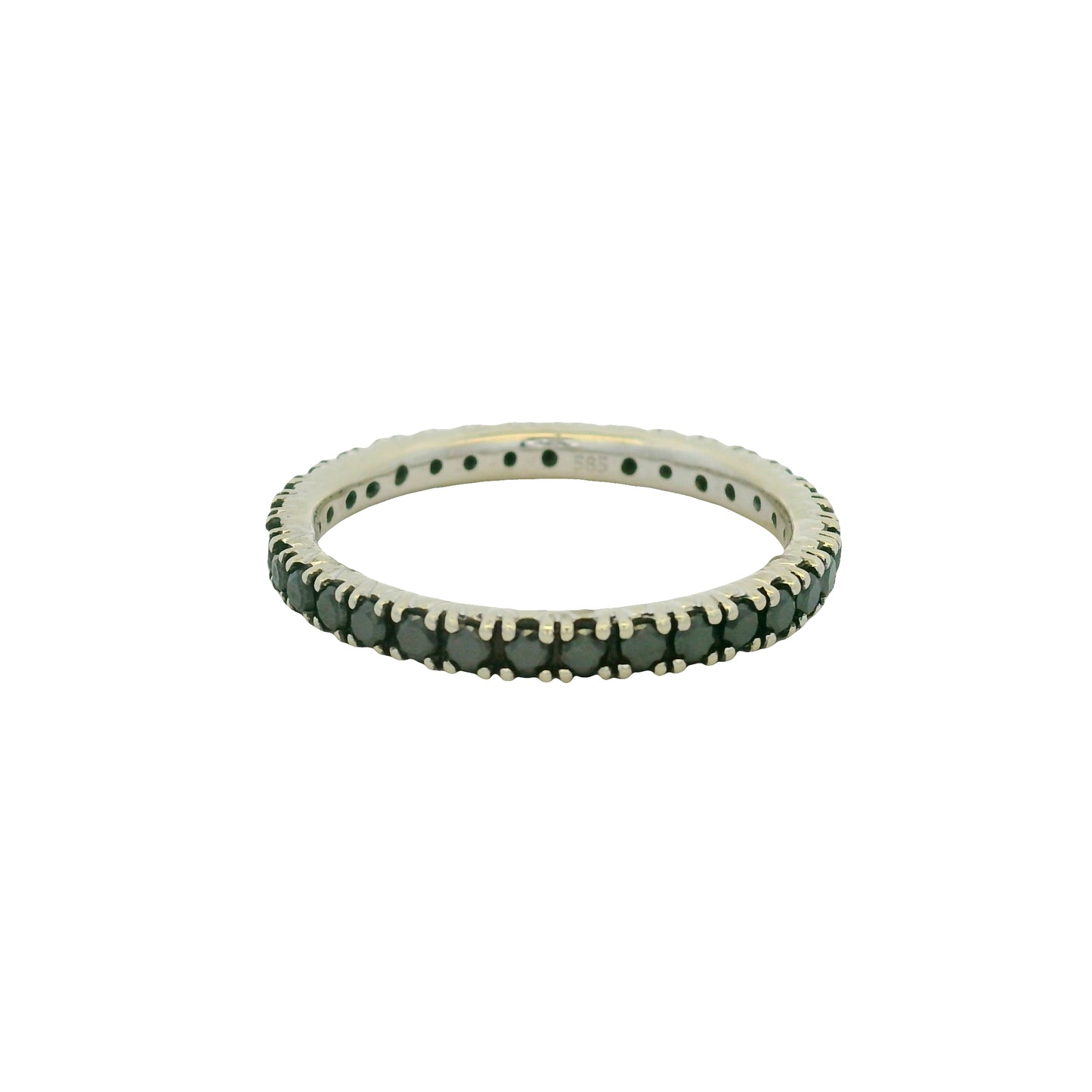 14K White Gold Natural Sapphires Rubies & Diamonds 5 Stackable Set Ring