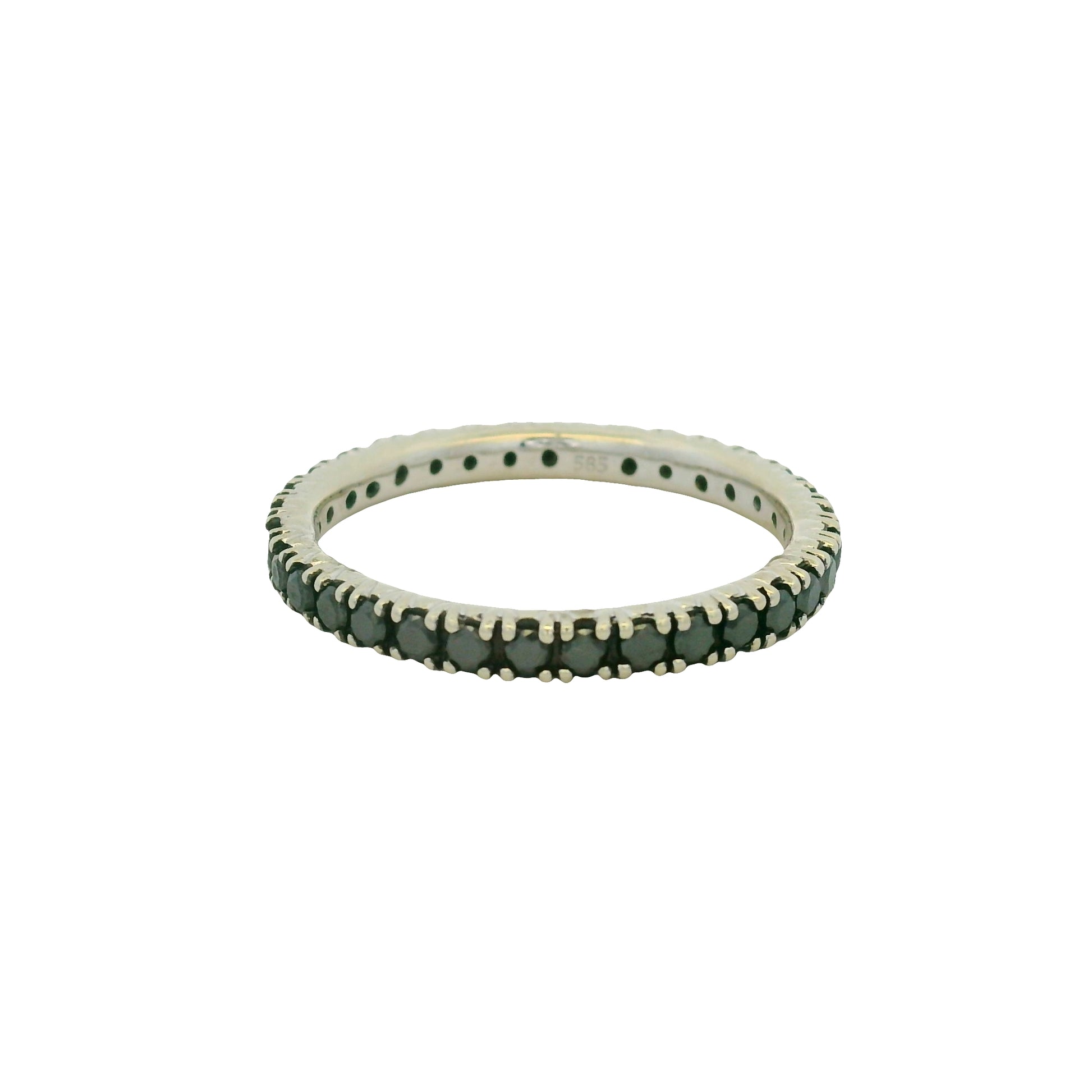 14K White Gold Natural Sapphires Rubies & Diamonds 5 Stackable Set Ring