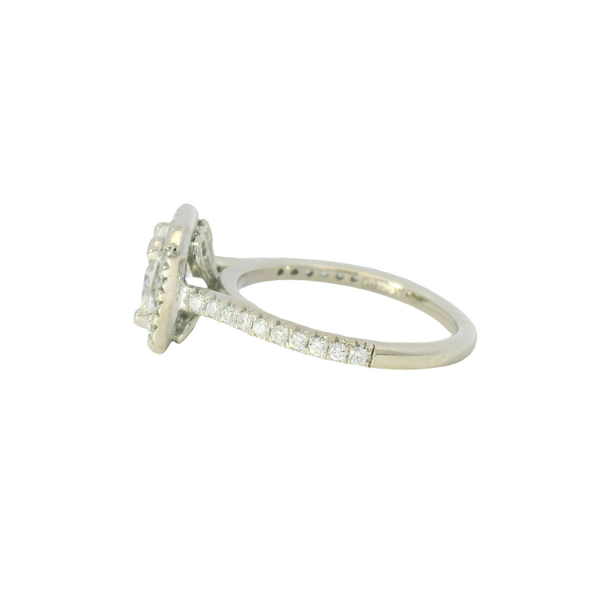 GIA 14K White Gold Natural Cushion Cut Diamond Halo Engagement Ring
