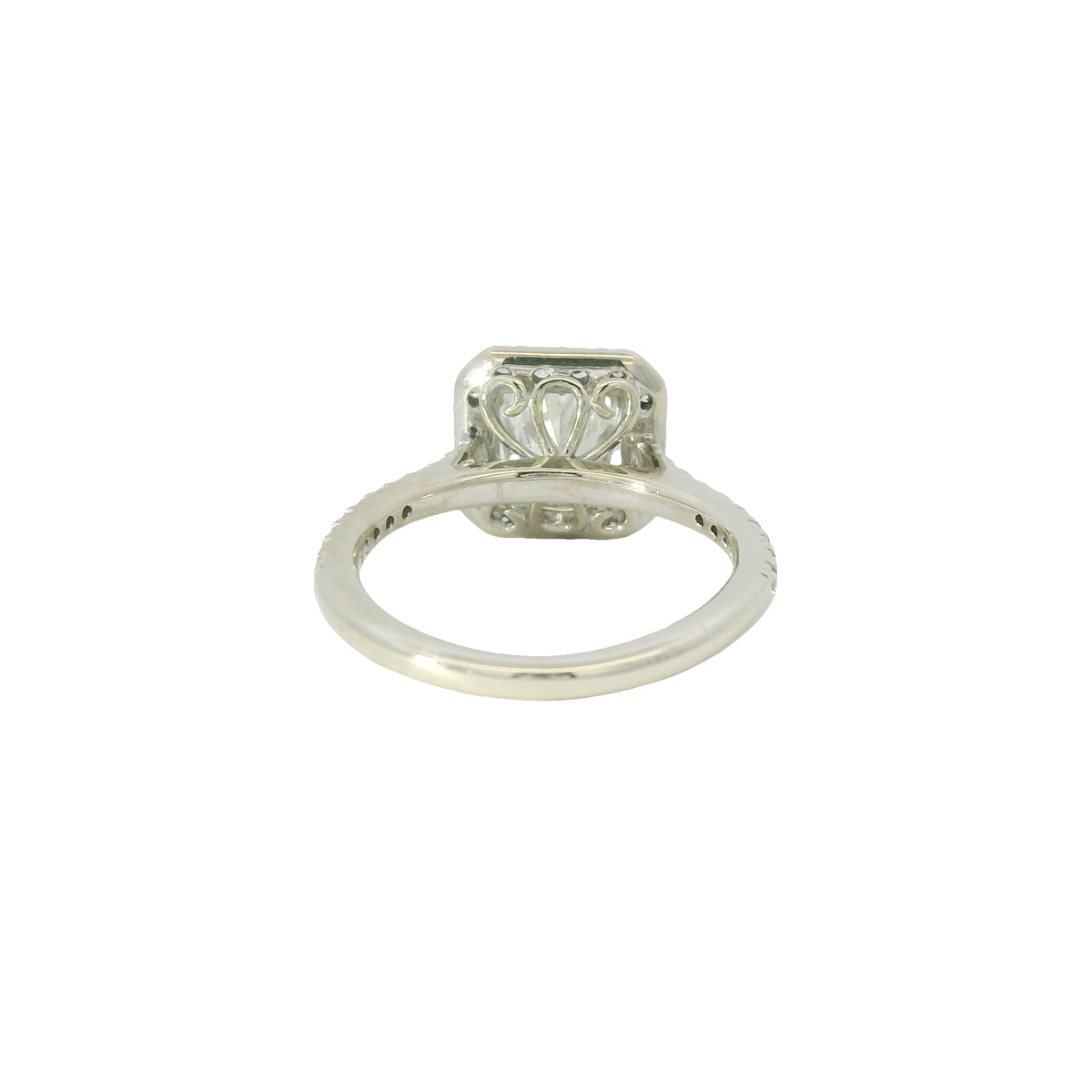 GIA 14K White Gold Natural Cushion Cut Diamond Halo Engagement Ring