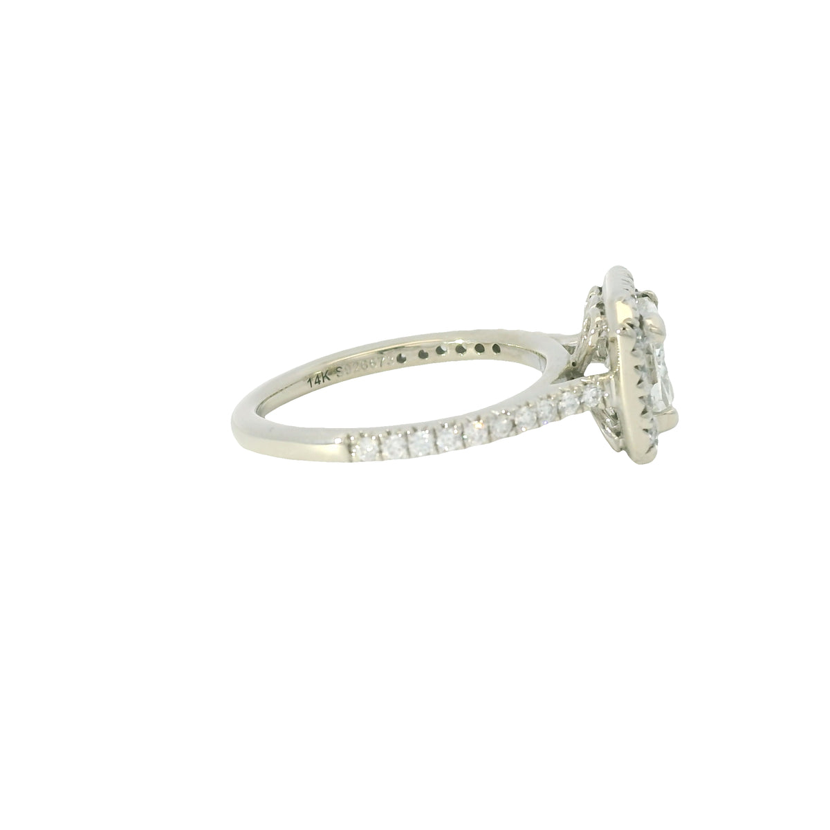 GIA 14K White Gold Natural Cushion Cut Diamond Halo Engagement Ring
