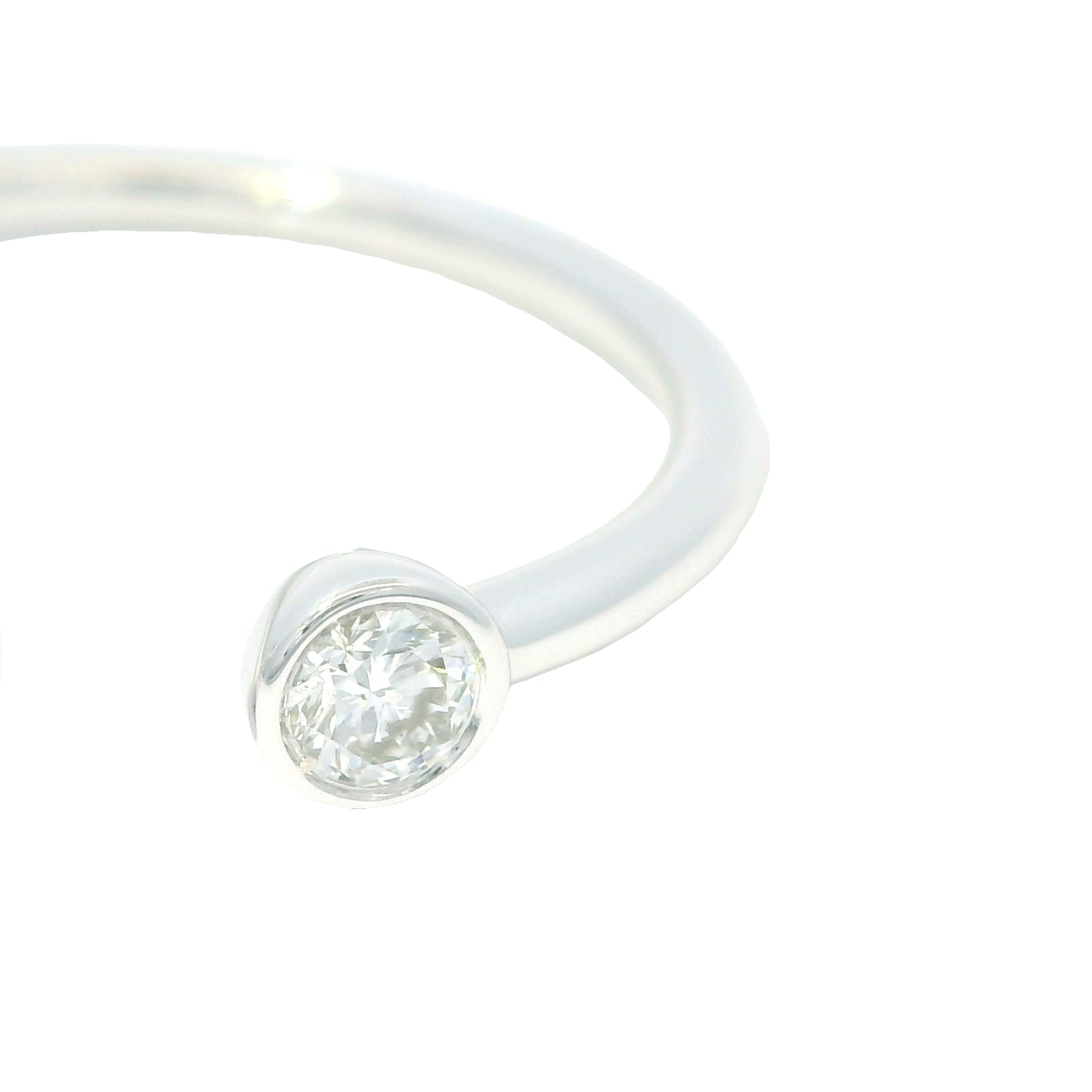 14K White Gold Natural Pink Sapphire & Diamonds Narrow Bezel Set Ring