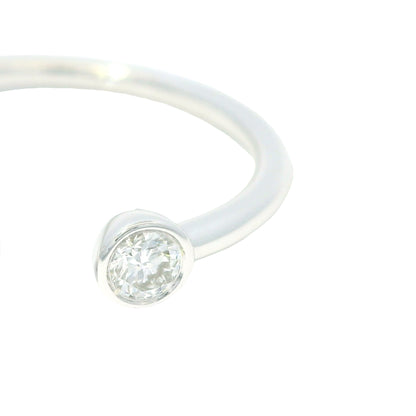 14K White Gold Natural Pink Sapphire & Diamonds Narrow Bezel Set Ring