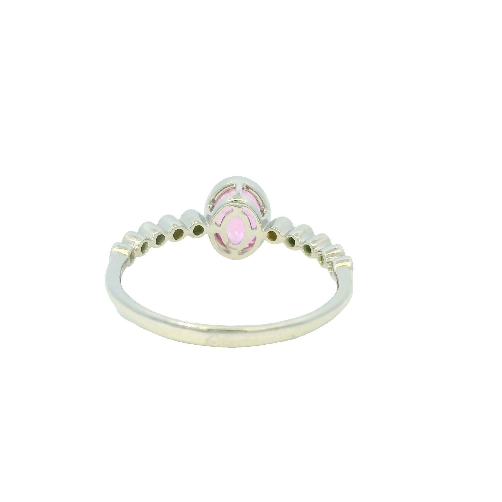 14K White Gold Natural Pink Sapphire & Natural Diamonds Bezel Set Ring