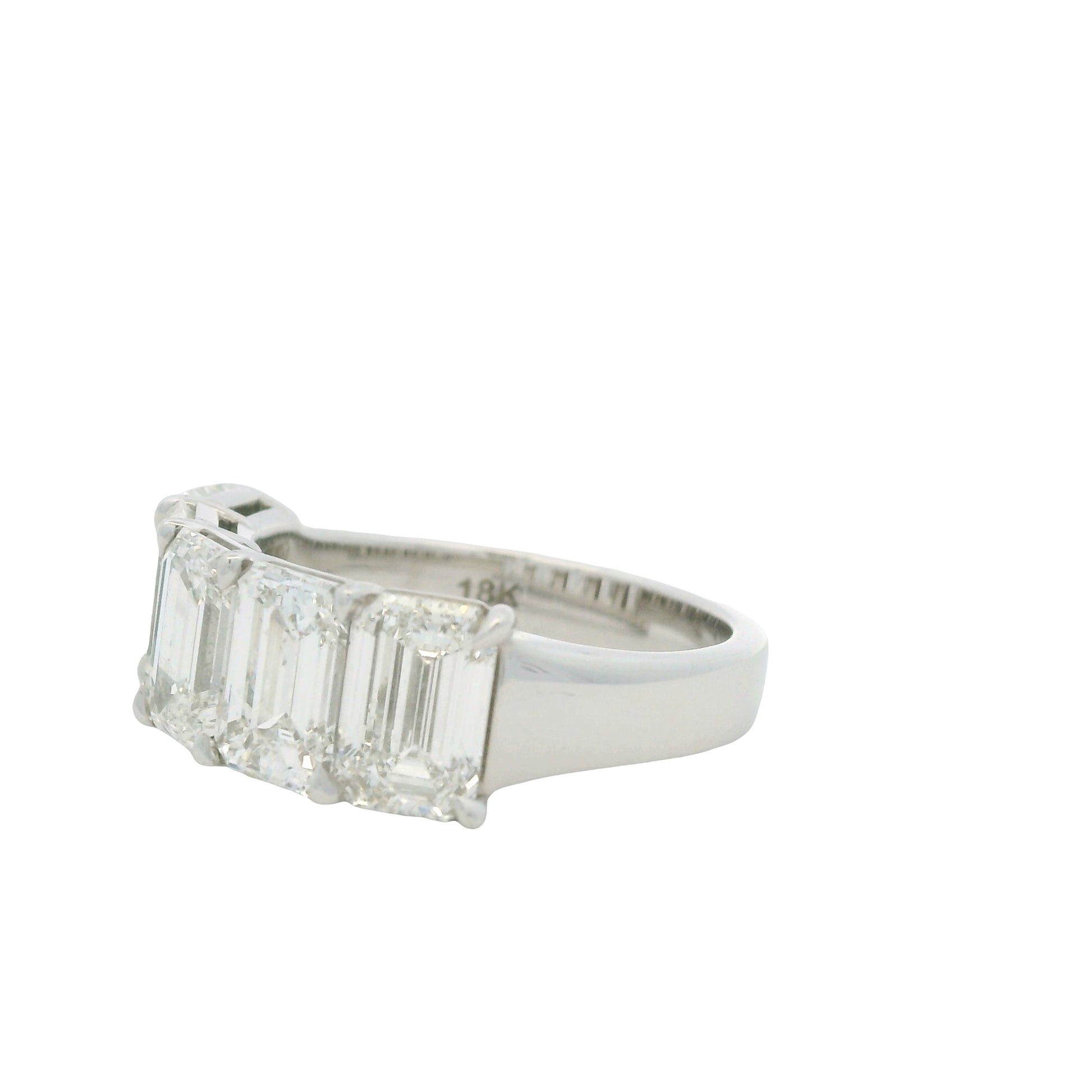 18k White Gold 5.01ctw Emerald Cut Diamond 5-Stone Ring — slot 10