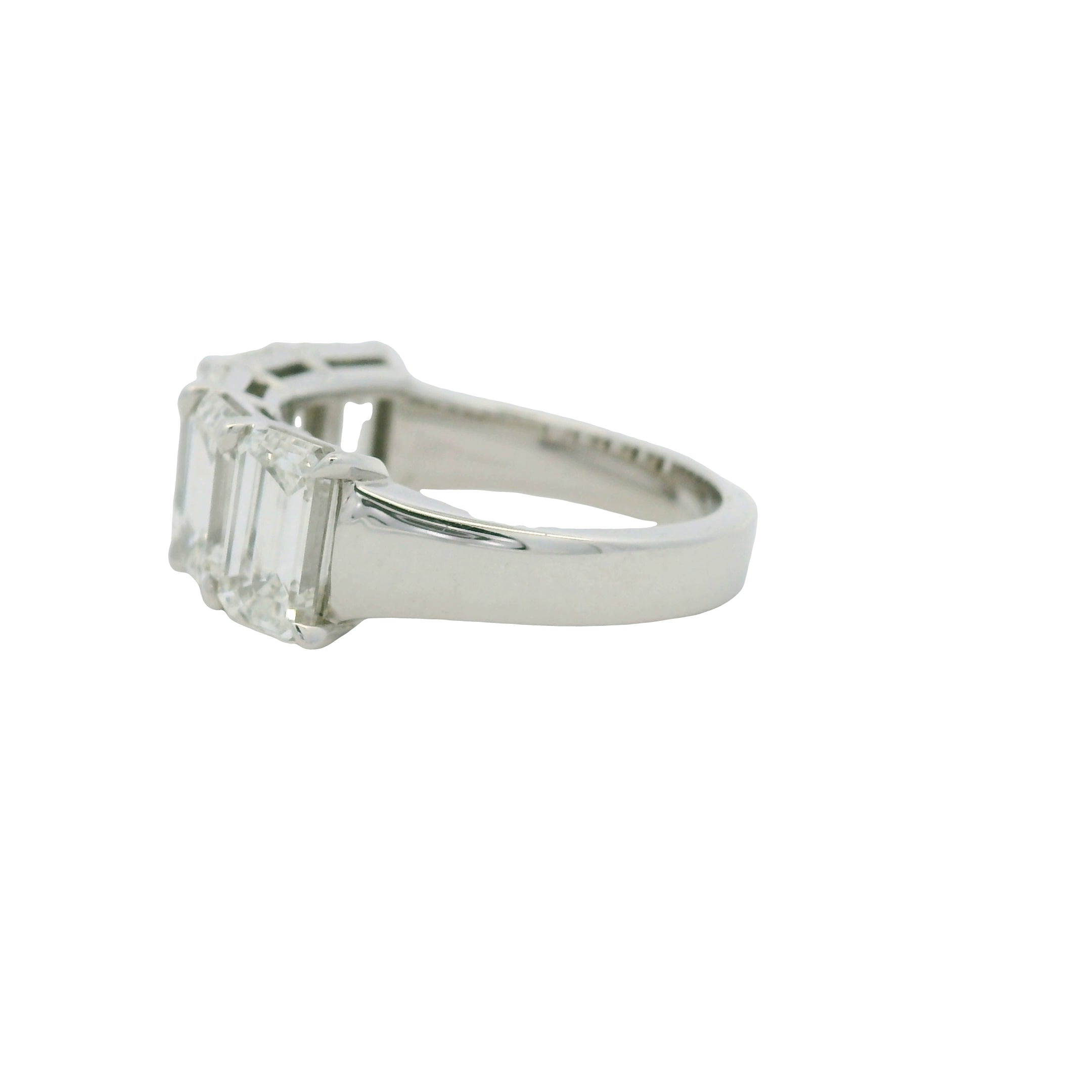 18k White Gold 5.01ctw Emerald Cut Diamond 5-Stone Ring — slot 1