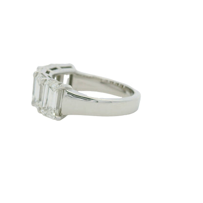 18k White Gold 5.01ctw Emerald Cut Diamond 5-Stone Ring — slot 1