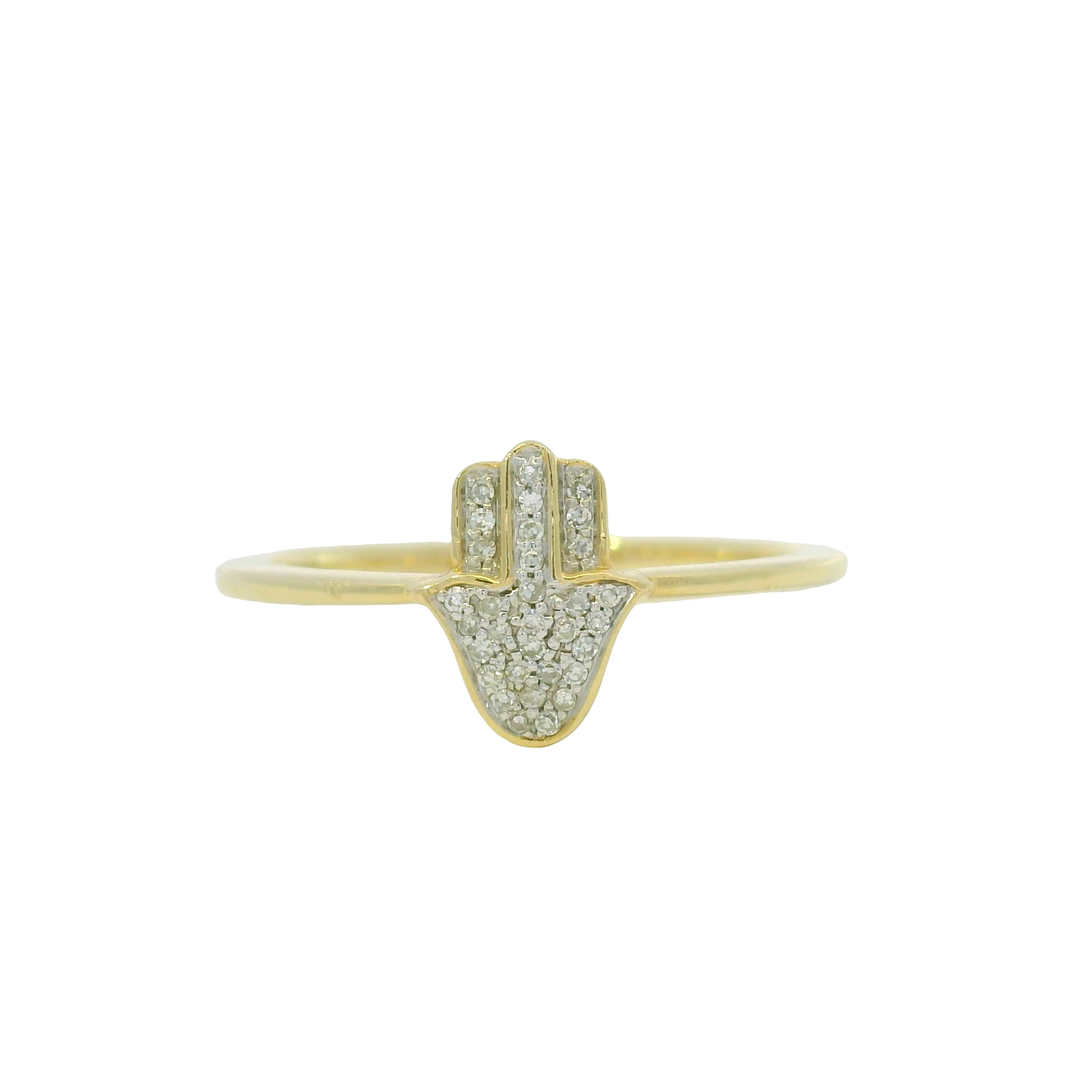 14k Yellow Gold 0.07ctw Diamond Hamsa Fashion Ring — slot 1