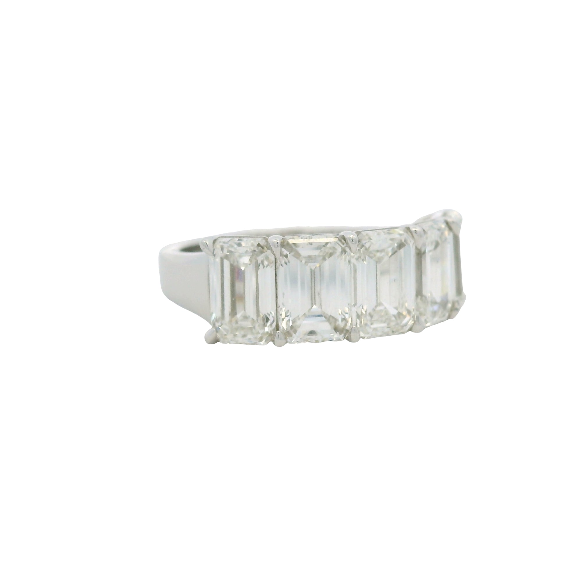 18k White Gold 5.01ctw Emerald Cut Diamond 5-Stone Ring — slot 5