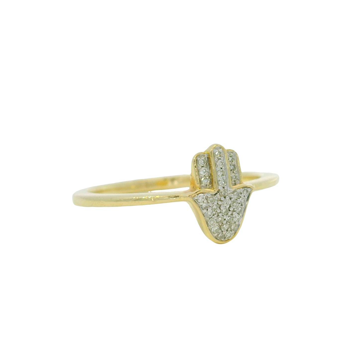 14k Yellow Gold 0.07ctw Diamond Hamsa Fashion Ring — slot 6