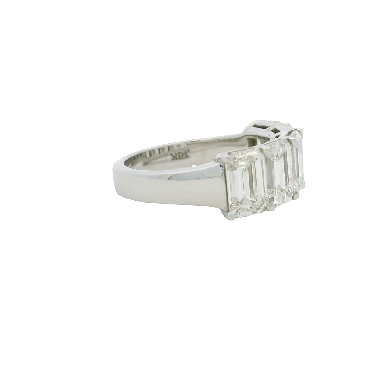 18k White Gold 5.01ctw Emerald Cut Diamond 5-Stone Ring — slot 6