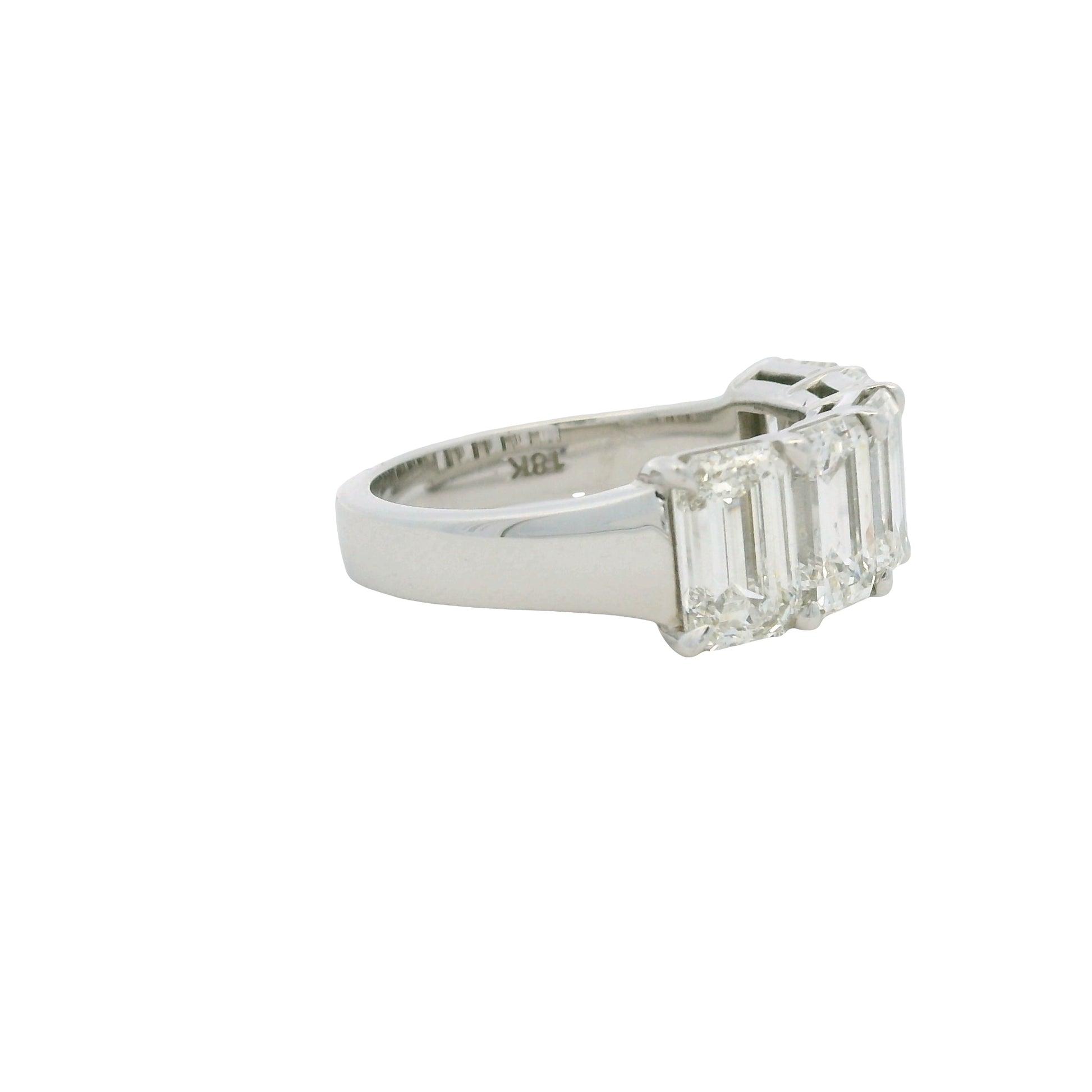 18k White Gold 5.01ctw Emerald Cut Diamond 5-Stone Ring — slot 6