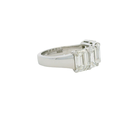 18k White Gold 5.01ctw Emerald Cut Diamond 5-Stone Ring — slot 6