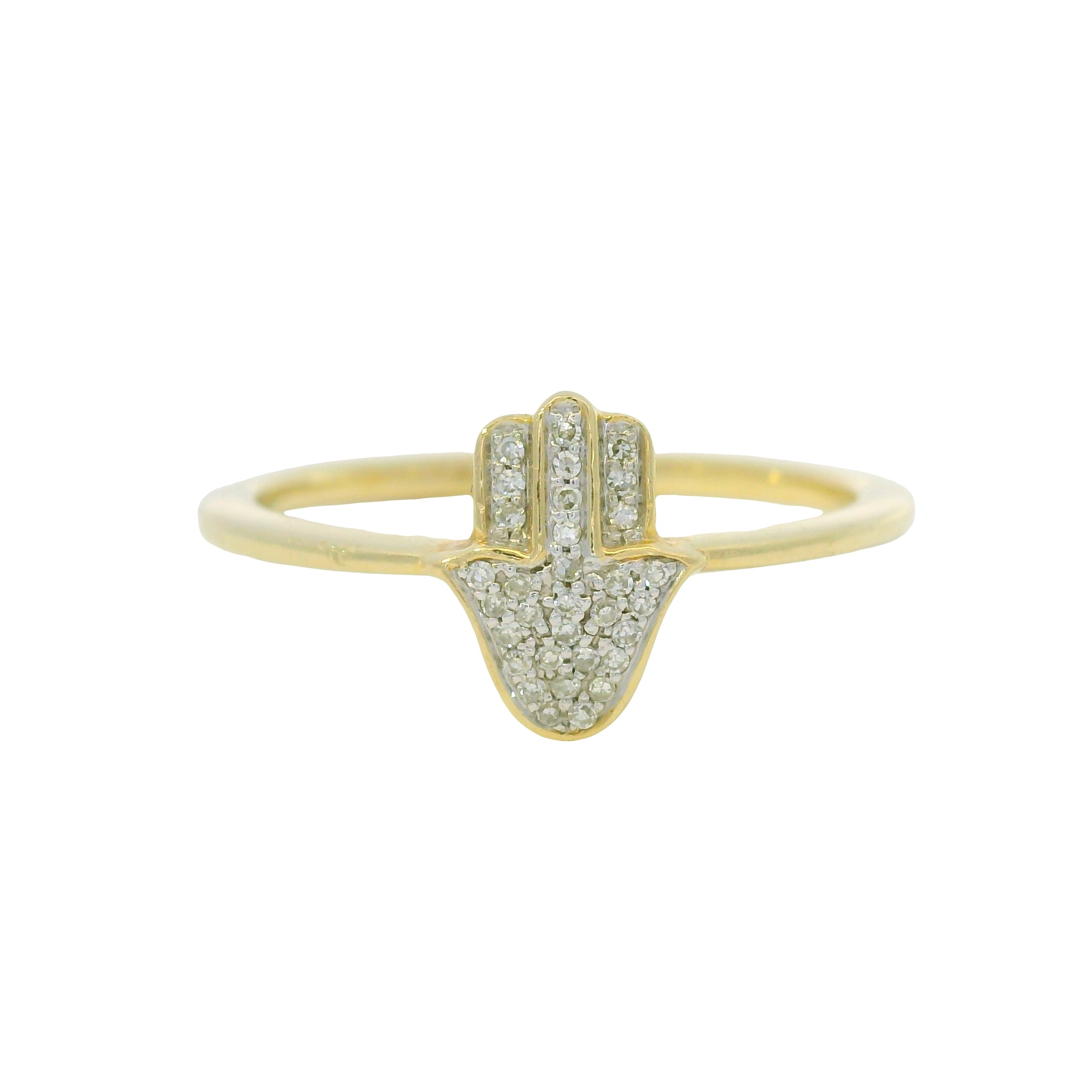 14k Yellow Gold 0.07ctw Diamond Hamsa Fashion Ring — slot 7