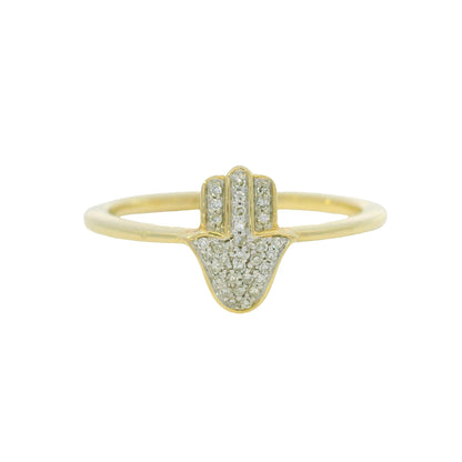 14k Yellow Gold 0.07ctw Diamond Hamsa Fashion Ring — slot 7