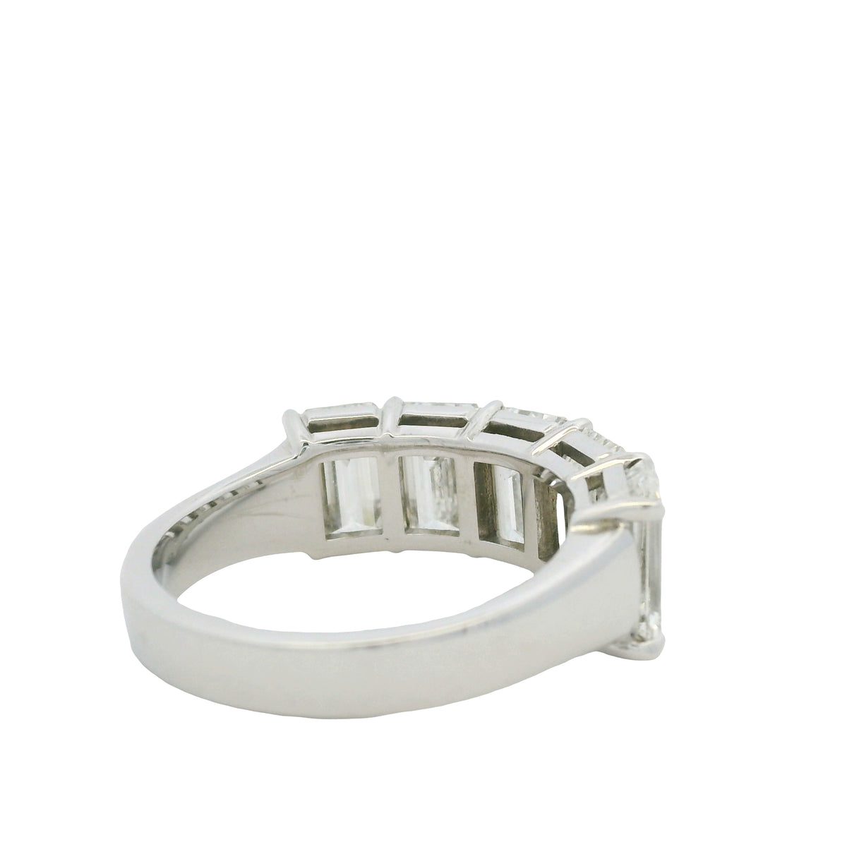 18k White Gold 5.01ctw Emerald Cut Diamond 5-Stone Ring — slot 7
