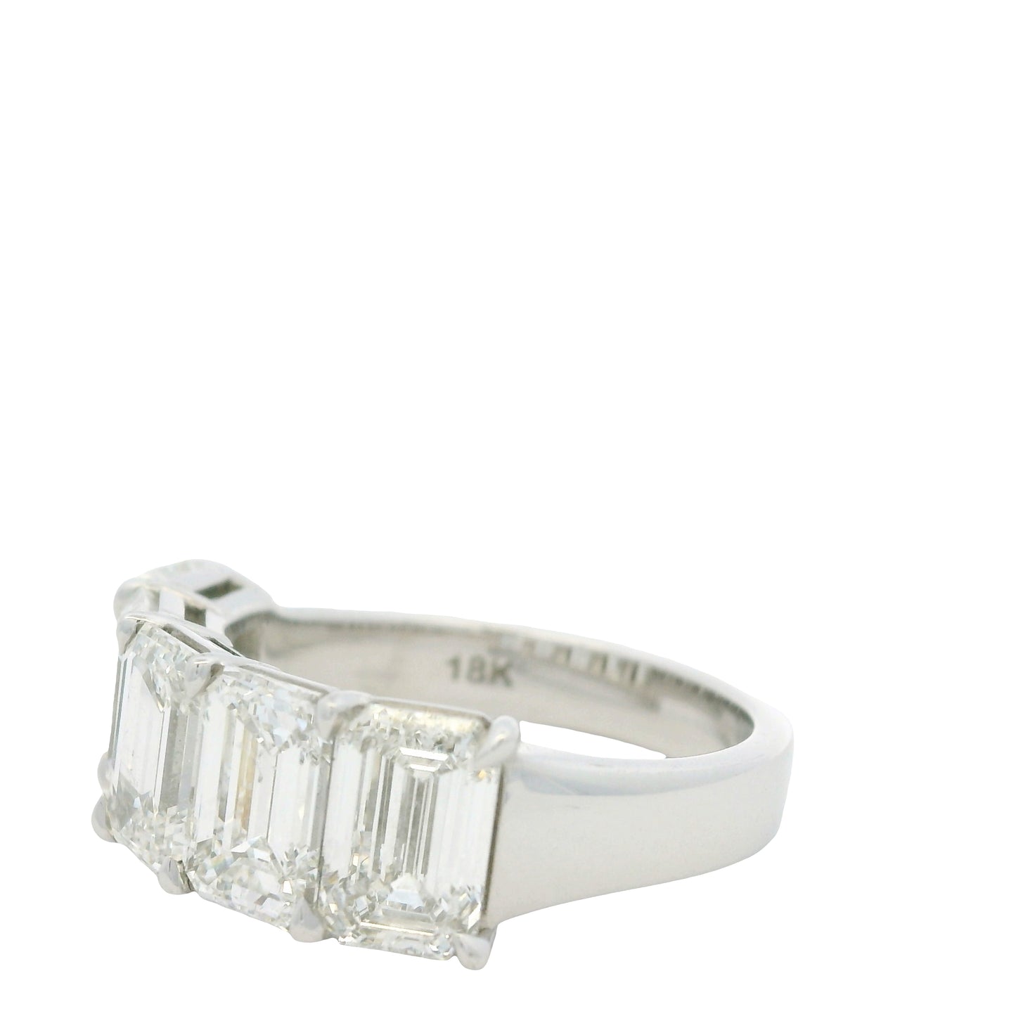 18k White Gold 5.01ctw Emerald Cut Diamond 5-Stone Ring — slot 8
