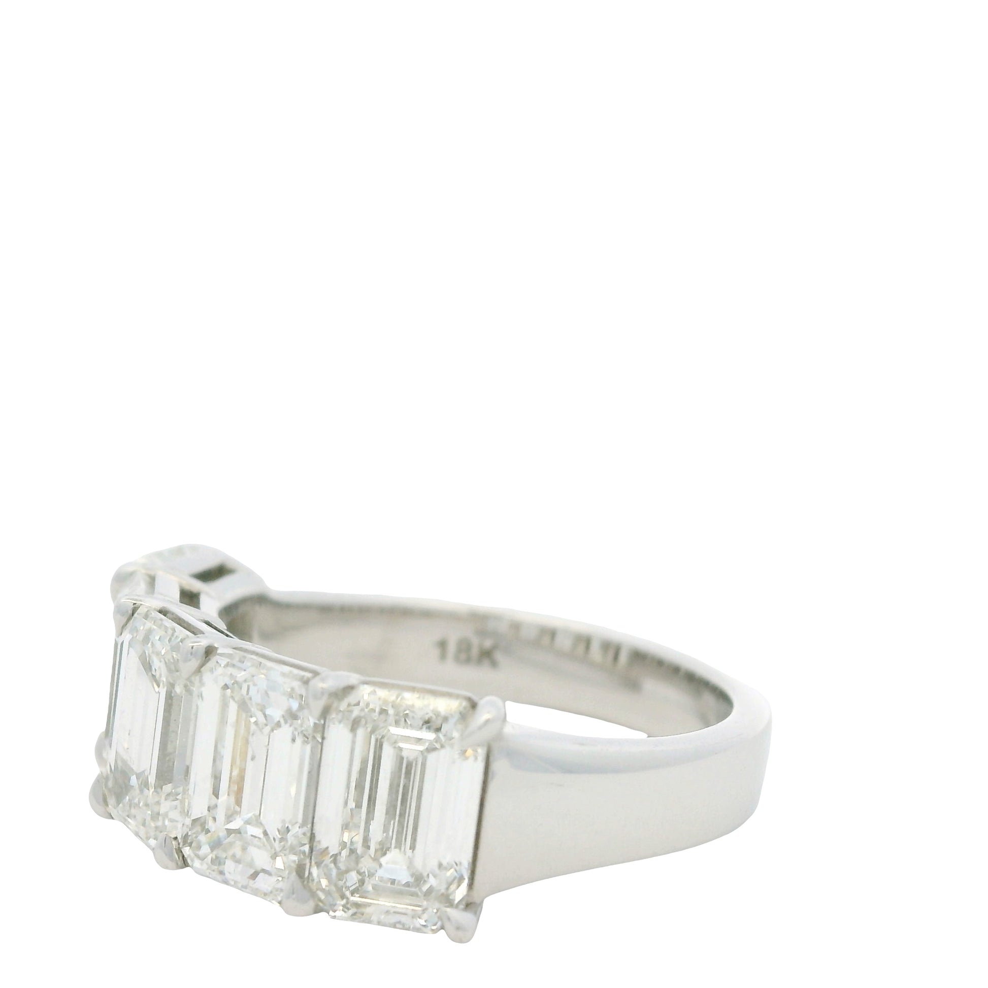 18k White Gold 5.01ctw Emerald Cut Diamond 5-Stone Ring — slot 8