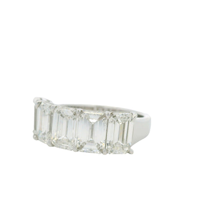 18k White Gold 5.01ctw Emerald Cut Diamond 5-Stone Ring — slot 9