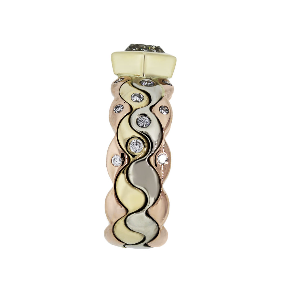 18k Tri Tone Gold 1.1ctw Diamond Ring