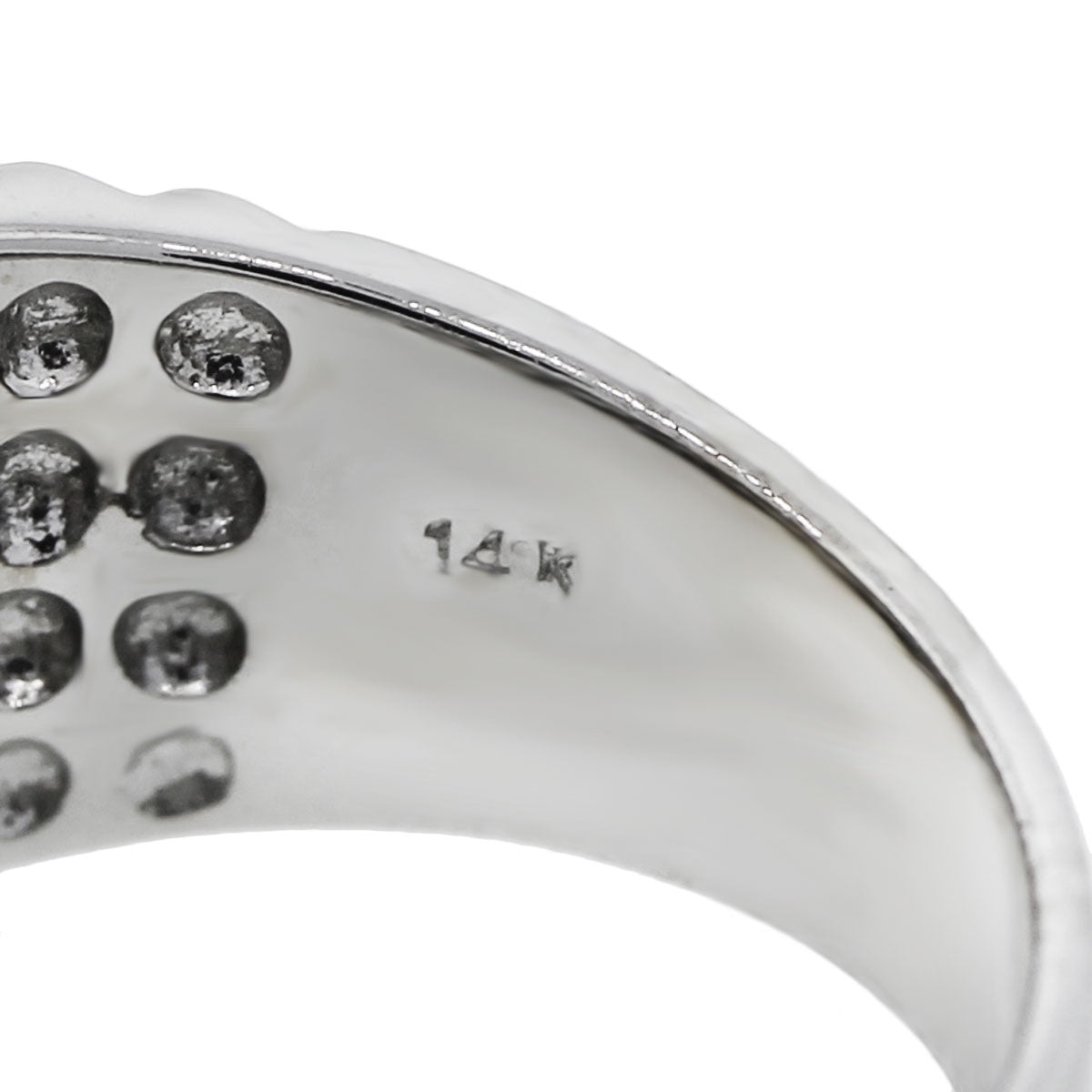 14k White Gold Diamond Signet Mens Ring