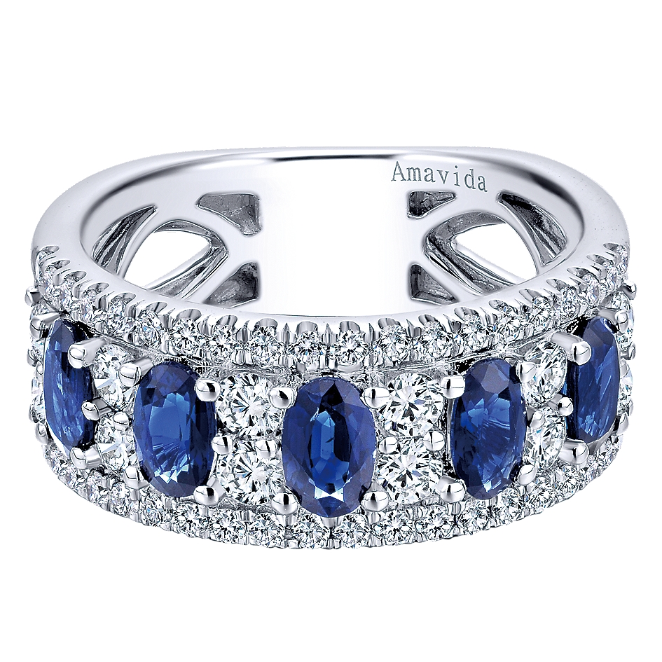 Gabriel & Co. Rings 18k White Gold Sapphire Ring Diamonds