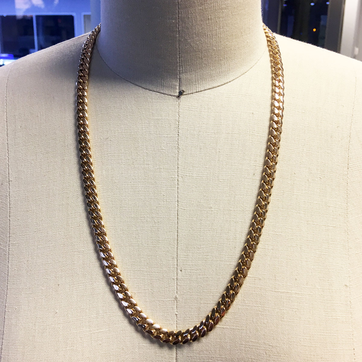 18k Rose Gold Solid Link Gents Chain Necklace