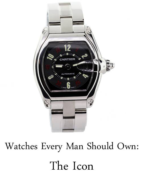 Watches Every Man Should Own, iconic watches, cartier roadster, black dial roadster