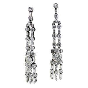 vintage platinum earrings, vintage diamond earrings, vintage diamonds boca raton