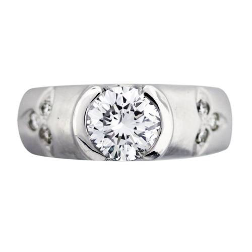 0.75 Carat Round Diamond Bezel Set Engagement Ring, round diamond engagement