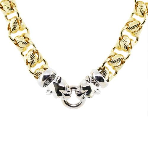 Italian 18K Gold Panther Design Bold Link Necklace