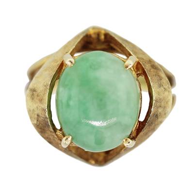 jade ring, preowned jade ring, vintage jade ring, jade cabochon ring gold, boca jade