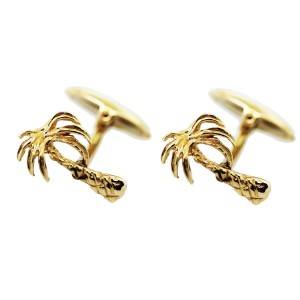 18K Yellow Gold Palm Tree Cufflinks, palm tree cuff links, palm tree jewelry boca