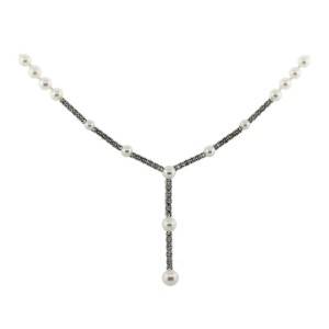 pearl and diamond necklace, vintage pearla nd diamond necklace