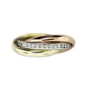 Mixed Metal Jewelry, Tri-Color Rolling ring with diamonds, rose gold rolling ring, diamond rolling ring
