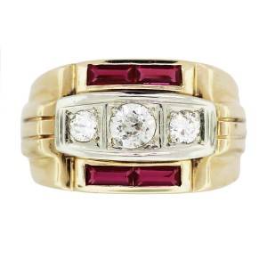 ruby and diamond mens ring, ruby mens ring, diamond mens ring