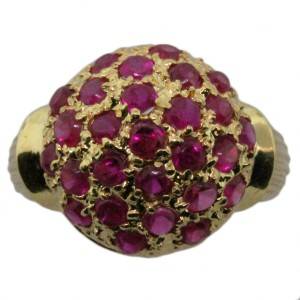 ruby and gold dome ring, ruby dome ring, vintage ruby ring