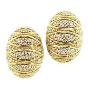 Judith Ripka Couture 18k Yellow Gold Diamond Oval Earrings