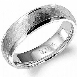 White gold Hammered Texture Wedding Band