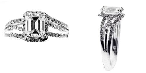 emerald cut halo engagement ring, emerald cut engagement ring, halo engagement ring