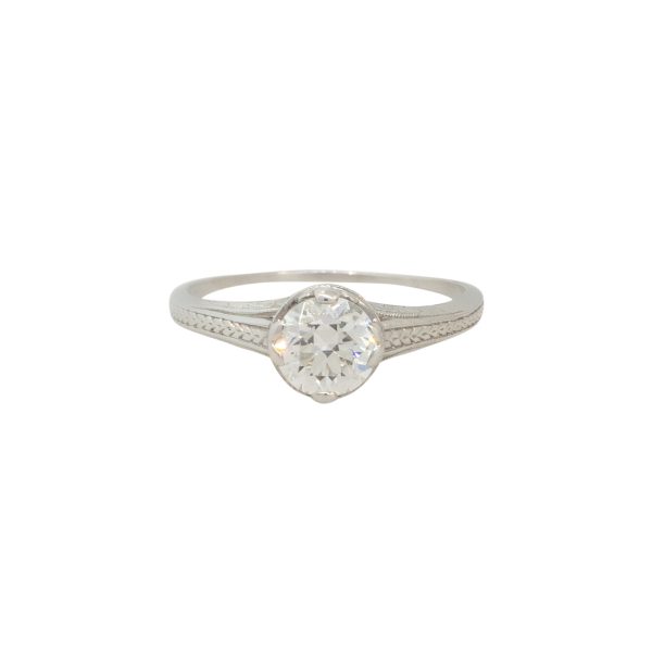 Platinum 1.0ctw Diamond Engagement Ring in Vintage Setting