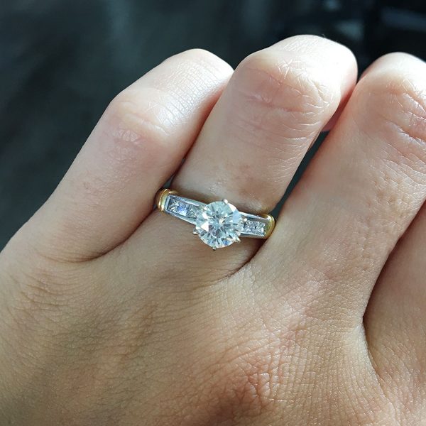 Two tone diamond engagement ring