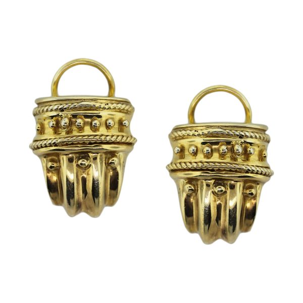 yellow gold etruscan earrings