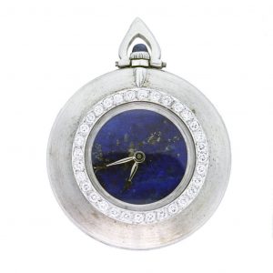 Cartier Pocket Watch 18K White Gold, Lapis Lazuli Dial