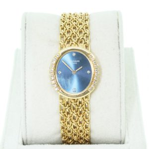  Patek Philippe 4502 Oval Dial 18kt Gold Watch with Blue Diamond Dial, used patek