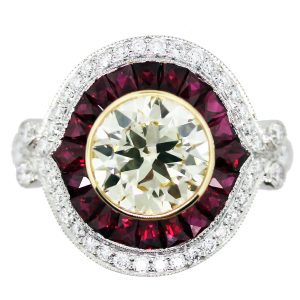 art deco ruby diamond engagement ring